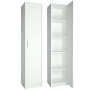 Etagère à 5 niveaux en finition mate, classeur avec 4 étagères et 1 porte, étagère sur pied de 39 cm de large avec poignées en polymère de haute qualité idéale pour chambre, couloir, bureau blanc