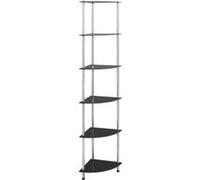 Etagère à 6 niveaux Noir 30x30x160 cm Verre trempé