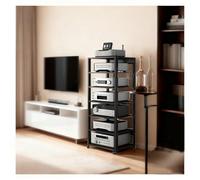 Étagère à 7 niveaux avec roulettes - Support multimédia réglable pour tourne-disque, DVD, TV Box - Noir - Parfait pour l'installation de home cinéma