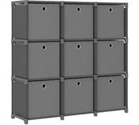 Étagère à 9 cubes avec boîtes Gris 103x30x107,5 cm Tissu Gris G