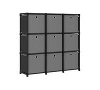 Etagère à 9 cubes avec boîtes Noir 103x30x107,5 cm Tissu