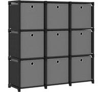 Étagère à 9 cubes avec boîtes Noir 103x30x107,5 cm Tissu Noir G