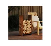 vidaXL Étagère à bois 40x30x80 cm, acier résistant aux intempéries, support à bûches
