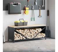 vidaXL Étagère à bois de chauffage avec plateau en bois anthracite