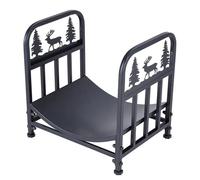 Étagère à bois de chauffage de taille moyenne avec plaque de base, acier revêtu par poudre, support de rangement pour bûches pour abris de jardin, porches ou terrasses, noir