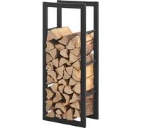 [en.casa] Porte-Bûches Robuste Range-Bûches Solide Support pour Bois de Chauffage Rangement Efficace pour Intérieur Extérieur Acier Laqué 40 x 100 x 25 cm Noir