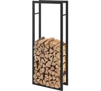 Range-bûches Kasan Acier Laqué Noir 60 x 150 x 25 cm [en.casa]