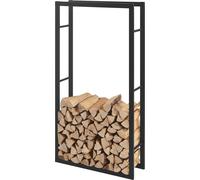 [en.casa] Porte-Bûches Robuste Range-Bûches Solide Support pour Bois de Chauffage Rangement Efficace pour Intérieur Extérieur Acier Laqué 80 x 150 x 25 cm Noir