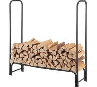 Étagère à bois de chauffage Kwethluk Étagère à bois de chauffage intérieur extérieur Abri à bois noir Étagère métallique Aide à l'empilage pour bois de chauffage Stockage de bois