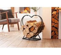 Étagère à bois de cheminée "cœur" en métal, noir mat, support à bois, stockage de bois