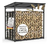 Étagère à bois de cheminée en métal extérieur, Anthracite, 185x105x185cm | galvanisée Anthracite Section 4 x 4 cm Charge maximale 3,5 t Avec toit abri bûche pour bois de chauffage Range buche