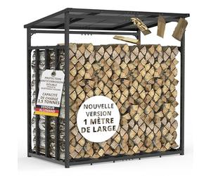 Étagère à bois de cheminée en métal extérieur, Anthracite, 185x105x185cm | galvanisée Anthracite Section 4 x 4 cm Charge maximale 3,5 t Avec toit abri bûche pour bois de chauffage Range buche