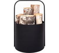 Étagère à bois de cheminée métal noir ⌀ 35 cm, panier à bois, stockage de bois de chauffage, revêtement par poudre, intérieur, design moderne, construction solide