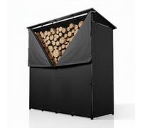 Étagère à bois extérieure avec toit Noir