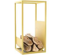 Étagère à bois rectangulaire avec rangement pour bûches, hauteur 60 cm, autonome, pour cheminée et poêle à bois dans le salon (couleur : doré)