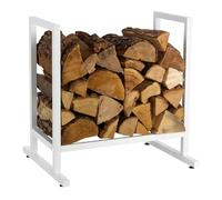 Étagère à Bois Relaxdays, métal, Moderne, HBT : 62 x 60 x 49 cm, Support pour Bois de Chauffage, Blanc