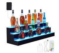 Étagère à Bouteilles de Liqueur à Del de 61 cm, Affichage de Bar à 3 Niveaux avec télécommande et contrôle par Application, éclairage LED 16 Couleurs, 4 Modes, minuterie de 1 à 8 Heures, étagère de