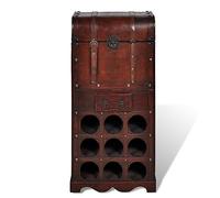 Étagère à bouteilles en bois contreplaqué avec coffre de rangement et tiroir pour 9 bouteilles, sur pied, avec compartiment de rangement, idéal pour cuisine, cave, bar et salon