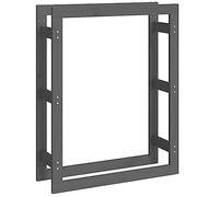 Étagère à bûches de cheminée - En pin massif - Gris - 80 x 25 x 100 cm - Pour salon, terrasse, jardin - Avec poignée et roulette pour l'ordre et le rangement