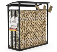 Étagère à bûches d'extérieur avec toit - 185 x 70 x 185 cm - Noir galvanisé | Aide à l'empilage 49 kg 3 t 3,3³ pour bûches de chauffage de 33 cm - Étagère de jardin - XXL - Pour l'extérieur