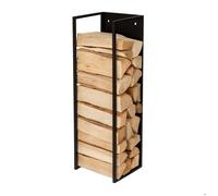 Étagère à bûches Relaxdays montage mural H x L x P : 100 x 25 x 25 cm bois de chauffage fer enduit noir