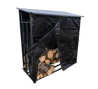 Oxeo Étagère à bûches Toit incliné - capacité 3 stères - Longueur 186 cm - Abri Bois Range buches Extérieur - Bâche de Protection