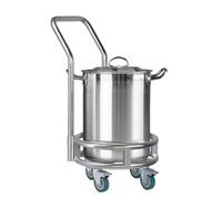 Étagère à casseroles en acier inoxydable, chariot mobile avec 4 roues, base de cylindre de gaz robuste, support utilitaire de cuisine pour restaurants et cafétérias (57 x 62 cm)