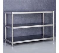 Étagère à casseroles réglable en acier inoxydable 304, 3 niveaux, support amovible, rangement de cuisine peu encombrant (90 x 60 x 80 cm)