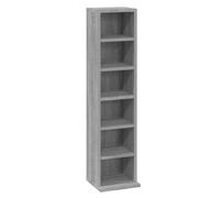 Étagère à CD, grise, Sonoma, en bois dérivé, 21 x 20 x 88 cm, avec 6 compartiments ouverts, compacte, peu encombrante, pour salon et bureau, espace de rangement