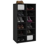 Étagère à chaussures 12 compartiments Bois d'ingénierie Noir | Design robuste, kit de montage mural inclus, convient aux boîtes de rangement et aux accessoires