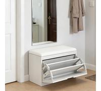 Etagere A Chaussures 17 24 30cm Meuble A Chaussure organiseur peu encombrant Tabouret de Remplacement pour entrée couloir salon pour 2 à 15 paires de chaussures gain de place(White,50x30x46cm)