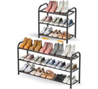 Étagère à Chaussures 3 Niveaux, Extensible Porte Chaussures de 43 à 78 cm | Rangement Chaussure en Métal Réglable pour 6-12 Paires de Shoes, Shoe Rack pour Entrée Placard Garage Couloir