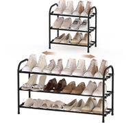 Étagère à Chaussures 3 Niveaux, Extensible Shoe Rack pour 6-12 Paires Shoes
