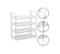 Etagère à chaussures 4 étagères Métal et tissu intissé Argenté