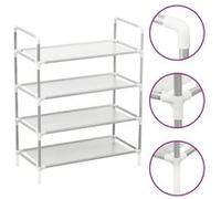 Étagère à chaussures 4 étagères Métal et tissu intissé Argenté Argenté G