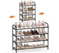 Étagère à Chaussures 4 Niveaux, Extensible Shoe Rack pour 8-16 Paires Shoes
