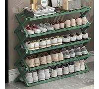 Étagère à chaussures 5 étages en bambou vert design gain de place pour intérieur et extérieur 100 cm de haut et élégant parfait pour le camping et la maison.