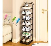 Étagère à chaussures 5 niveaux en métal pour 5 à 10 paires de chaussures, idéale pour couloir, entrée et couloir (noir, 150 cm)