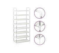 Etagère à chaussures 8 étagères Métal et tissu intissé Argenté