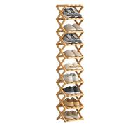 Étagère à chaussures à 10 niveaux | En bois naturel pliable sans assemblage vertical pour économiser de l'espace | Grande capacité de rangement sur pied pour baskets, bottes, talons, entrée, placard