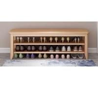 Étagère à chaussures à 3 niveaux en bois massif pour entrée, meuble à chaussures multifonctionnel avec rangement d'outils