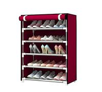 Étagère à chaussures à 3 niveaux facile à installer sur porte Rouge 60 x 30 x 90 cm