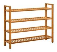 vidaXL Chêne Massif Etagère à Chaussures à 4 Niveaux Range-Chaussures Organisateur de Chaussures Meuble de Rangement Couloir 100x27x80 cm
