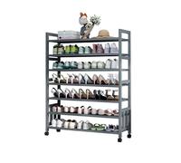 Étagère à chaussures à roulettes à 7 niveaux avec étagères réglables - Design robuste pour placard, entrée, couloir et salon - Solution de rangement peu encombrante de 50 cm de hauteur