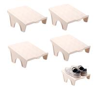 Étagère à Chaussures Antidérapante, 4 Pièces Porte Chaussures Double, Economie D'Espace à Chaussure Support Rack, Antidérapants Étagère à Shoes, Sandales, pour Petites Pointures, Amande