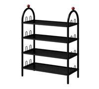 Étagère à Chaussures autoportante, Petite étagère à Chaussures en métal à 4 Niveaux, étagère d'angle multifonctionnelle au Design Moderne pour Chambre à Coucher, Dressing(Zwart,100x27x89cm)