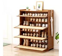 Étagère à chaussures avec crochet, armoire à chaussures d'entrée avec tiroirs rabattables, étagère de rangement à chaussures en maille de bois pour toutes sortes de chaussures, organisateur de placard