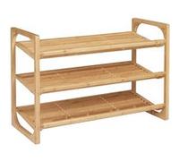 HOMCOM Étagère à chaussures à 3 niveaux porte-chaussures en bambou rangement de chaussures 9 paires de chaussures pour entrée chambre salon 76 x 33 x 51 cm naturel