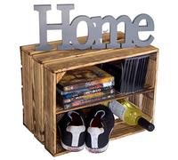 Étagère à chaussures Bella Mini flammée pour enfants avec planche intermédiaire 40 x 30 x 25 cm Caisses à pommes caisses à vin caisses en bois de l'ancien pays (1 étagère à chaussures pour enfants)