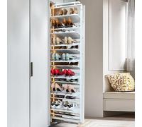 Étagère à chaussures coulissante, pivotante et empilable, avec étagère verticale réglable. Solution de rangement extensible et peu encombrante pour chaussures, idéale pour organiser votre ma